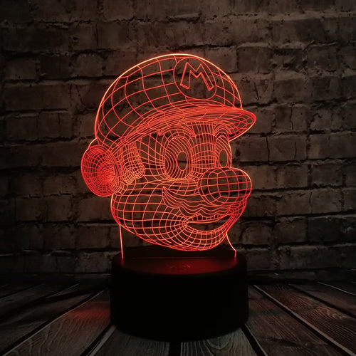 Classic Cartoon Game Figure Super Mario 3D Lamp