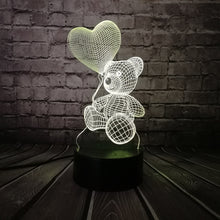 Load image into Gallery viewer, Baby Teddy Bear Hold Love Heart Balloon 3D Lamp