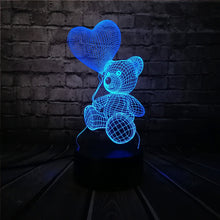 Load image into Gallery viewer, Baby Teddy Bear Hold Love Heart Balloon 3D Lamp
