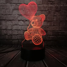 Load image into Gallery viewer, Baby Teddy Bear Hold Love Heart Balloon 3D Lamp