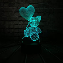 Load image into Gallery viewer, Baby Teddy Bear Hold Love Heart Balloon 3D Lamp