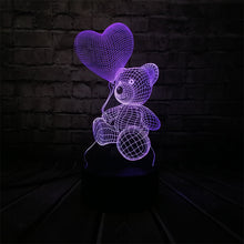 Load image into Gallery viewer, Baby Teddy Bear Hold Love Heart Balloon 3D Lamp