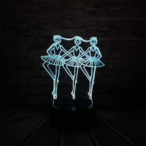 Three Girl Ballet Dancer 3D Lamp