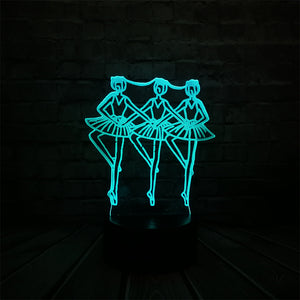 Three Girl Ballet Dancer 3D Lamp